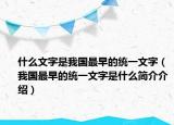 什么文字是我国最早的统一文字（我国最早的统一文字是什么简介介绍）