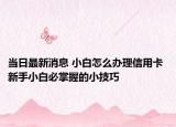 当日最新消息 小白怎么办理信用卡 新手小白必掌握的小技巧