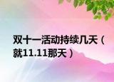 双十一活动持续几天（就11.11那天）