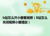 b站怎么开小窗看视频（B站怎么关闭视频小窗播放）