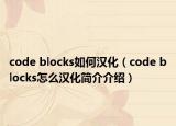 code blocks如何汉化（code blocks怎么汉化简介介绍）