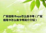 广发信用卡app怎么查卡号（广发信用卡怎么查卡号简介介绍）