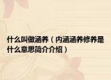 什么叫做涵养（内涵涵养修养是什么意思简介介绍）