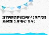 炖羊肉需要放哪些调料?（炖羊肉时应该放什么调料简介介绍）