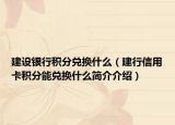 建设银行积分兑换什么（建行信用卡积分能兑换什么简介介绍）