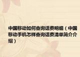 中国移动如何查询话费明细（中国移动手机怎样查询话费清单简介介绍）