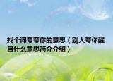 找个词夸夸你的意思（别人夸你醒目什么意思简介介绍）