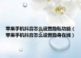 苹果手机抖音怎么设置隐私功能（苹果手机抖音怎么设置隐身在线）