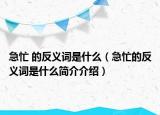急忙 的反义词是什么（急忙的反义词是什么简介介绍）