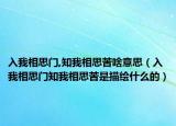 入我相思门,知我相思苦啥意思（入我相思门知我相思苦是描绘什么的）