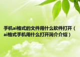 手机ai格式的文件用什么软件打开（ai格式手机用什么打开简介介绍）