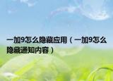 一加9怎么隐藏应用（一加9怎么隐藏通知内容）