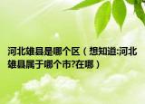 河北雄县是哪个区（想知道:河北雄县属于哪个市?在哪）