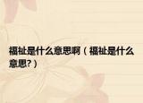 福祉是什么意思啊（福祉是什么意思?）