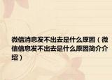 微信消息发不出去是什么原因（微信信息发不出去是什么原因简介介绍）