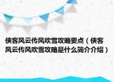 侠客风云传风吹雪攻略要点（侠客风云传风吹雪攻略是什么简介介绍）