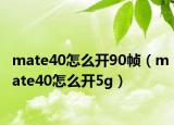 mate40怎么开90帧（mate40怎么开5g）