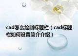 cad怎么绘制标题栏（cad标题栏如何设置简介介绍）