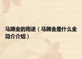 马蹄金的用途（马蹄金是什么金简介介绍）