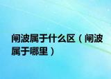 闸波属于什么区（闸波属于哪里）