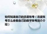 如何知道自己的迅雷账号（迅雷账号怎么查看自己的数字账号简介介绍）