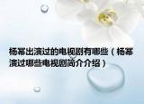 杨幂出演过的电视剧有哪些（杨幂演过哪些电视剧简介介绍）