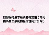 如何保持生态系统的稳定性（如何提高生态系统的稳定性简介介绍）
