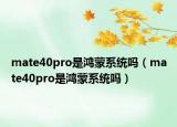 mate40pro是鸿蒙系统吗（mate40pro是鸿蒙系统吗）