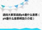 请问大家常说的pk是什么意思（pk是什么意思啊简介介绍）
