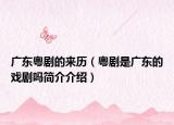 广东粤剧的来历（粤剧是广东的戏剧吗简介介绍）