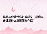 尾盘三分钟什么时候成交（尾盘三分钟是什么意思简介介绍）