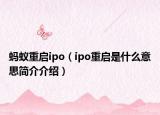 蚂蚁重启ipo（ipo重启是什么意思简介介绍）