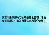文章千古事得失寸心知是什么名句（千古文章事得失寸心知是什么意思简介介绍）