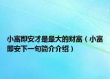小富即安才是最大的财富（小富即安下一句简介介绍）