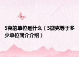 5克的单位是什么（5微克等于多少单位简介介绍）