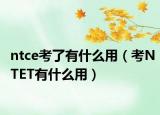 ntce考了有什么用（考NTET有什么用）