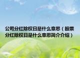 公司分红除权日是什么意思（股票分红除权日是什么意思简介介绍）