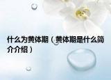 什么为黄体期（黄体期是什么简介介绍）
