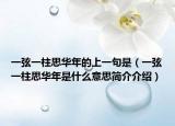 一弦一柱思华年的上一句是（一弦一柱思华年是什么意思简介介绍）