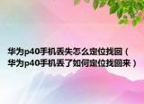 华为p40手机丢失怎么定位找回（华为p40手机丢了如何定位找回来）