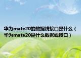 华为mate20的数据线接口是什么（华为mate20是什么数据线接口）
