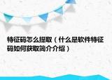 特征码怎么提取（什么是软件特征码如何获取简介介绍）