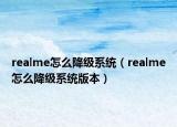 realme怎么降级系统（realme怎么降级系统版本）