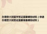 办理意大利留学签证需要哪些材料（申请办理意大利签证需要准备哪些材料）