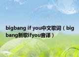 bigbang if you中文歌词（bigbang新歌ifyou音译）