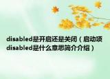 disabled是开启还是关闭（启动项disabled是什么意思简介介绍）