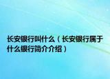 长安银行叫什么（长安银行属于什么银行简介介绍）