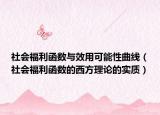 社会福利函数与效用可能性曲线（社会福利函数的西方理论的实质）