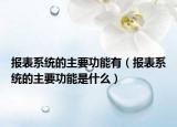 报表系统的主要功能有（报表系统的主要功能是什么）