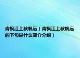 青枫江上秋帆远（青枫江上秋帆远的下句是什么简介介绍）